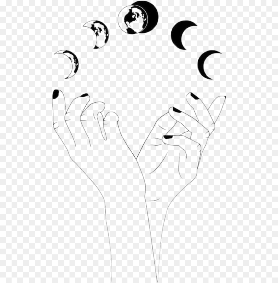 Freetoedit Witchcraft Moon Hands Witch Moon In Hands, Stencil, Body Part, Hand, Person Free Png