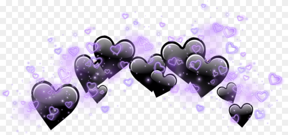 Freetoeditblack Purple Emoji Hearts Crown Shine Heart Transparent, Art, Graphics, Cream, Dessert Free Png