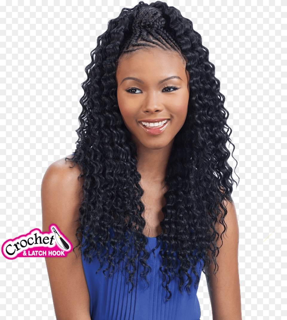 Freetress Synthetic Hair Braids Aruba Curl Braid, Black Hair, Person, Face, Head Free Png