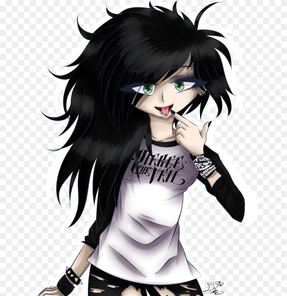 Freeuse Download Drawing Digitally Emo Emo Girl Drawing Anime, Adult, Publication, Person, Woman Free Png