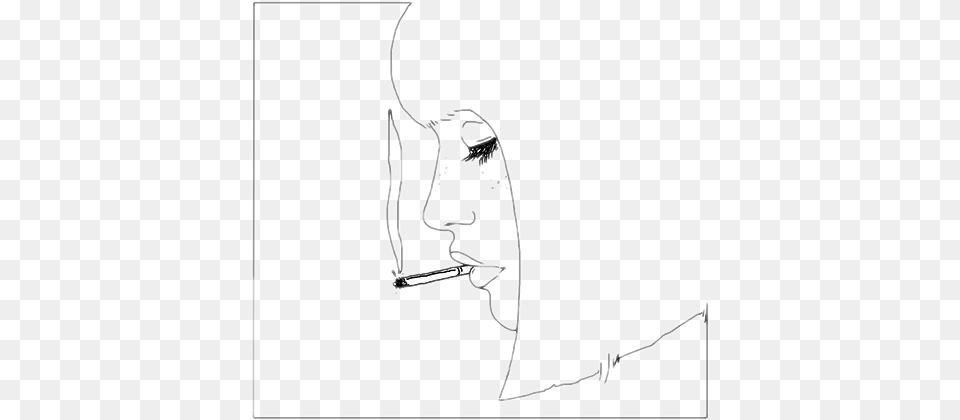 Freeuse Library Collection Of Hyperrealism Cigarette Girl Smoking A Cigarette Drawing, Stencil Free Png Download