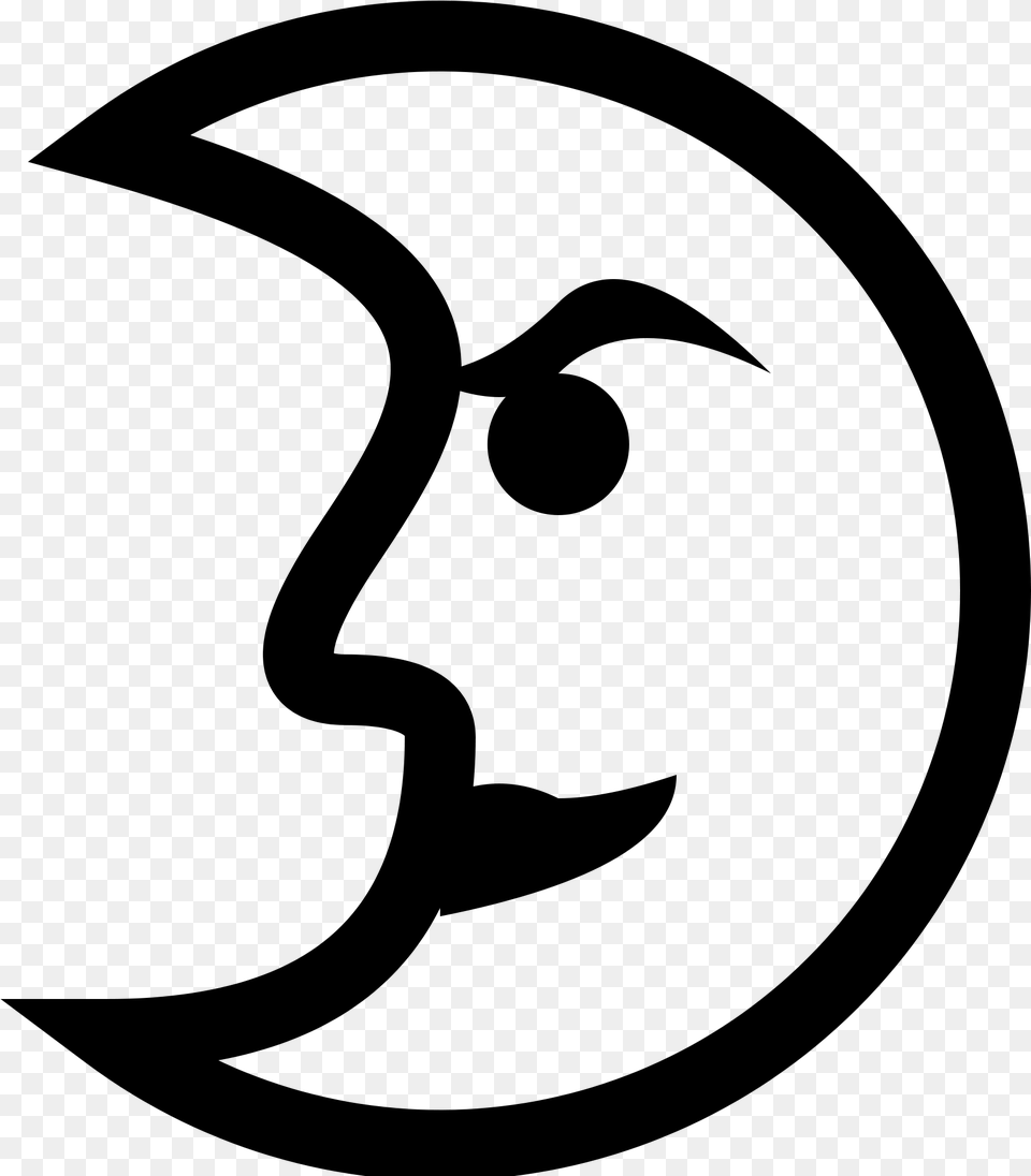 Freeuse Library First Quarter Moon Clipart First Quarter Moon With Face, Gray Free Transparent Png