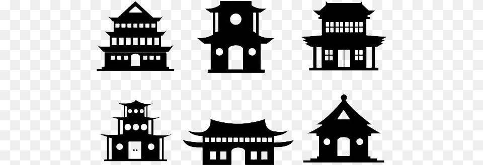 Freeuse Stock Buddhism Drawing Korean Chinese Temple Silhouette Vector, Architecture, Bell Tower, Building, Tower Free Png Download