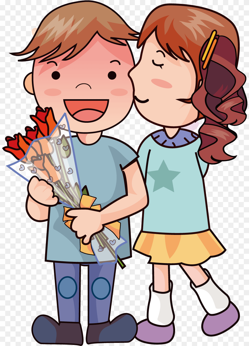 Freeuse Stock Cartoon Romance Cute Couple Transprent Romantic Boy And Girl, Book, Comics, Publication, Baby Free Png