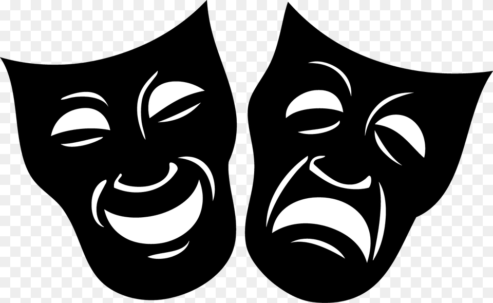 Freeuse Stock Theatre Drama Mask, Stencil, Silhouette, Face, Head Png