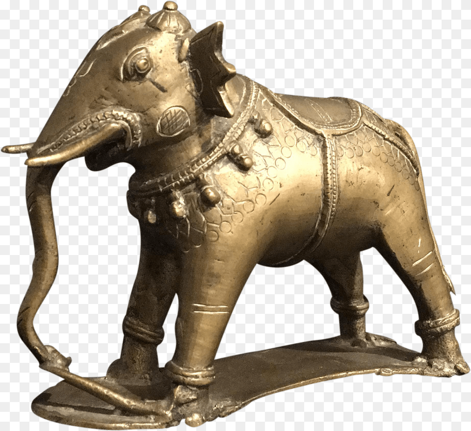 Freeuse Stock Vintage Nepalese Bronze Indian Chairish Bronze Sculpture, Figurine, Animal, Elephant, Mammal Png Image