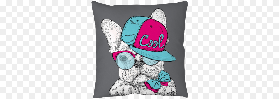 French Bulldog In Glasses And A Cap Obama Cool American Design With French Bulldog Perfect, Clothing, Cushion, Hat, Home Decor Free Transparent Png