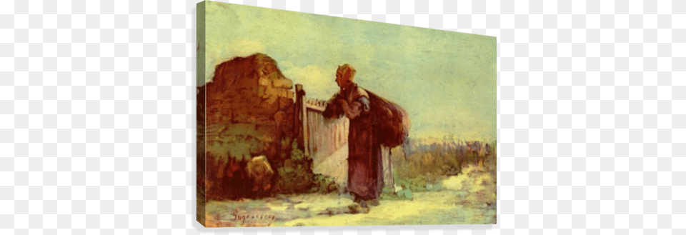 French Farmer With Bag On Her Back Canvas Print Quotfrench Peasant Woman With A Bag On Her Backquot By Nicolae, Art, Painting, Adult, Female Png Image