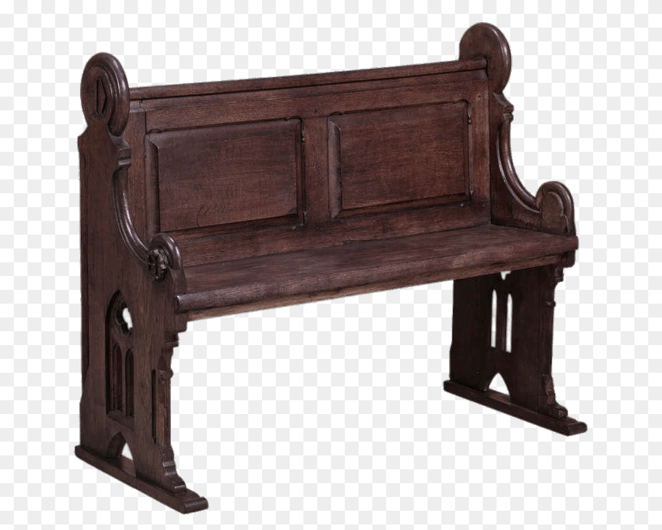 French Gothic Church Pew, Bench, Furniture, Crib, Infant Bed Png Image