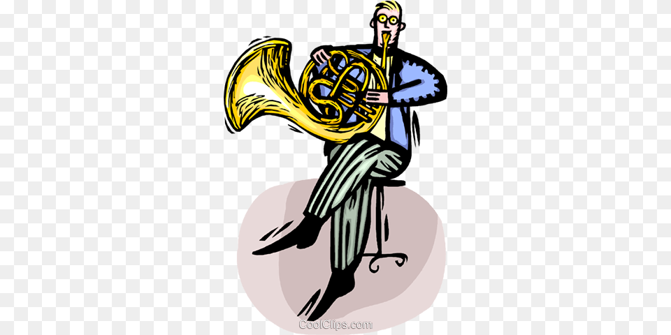 French Horn Player Royalty Vector Clip Art Illustration French Horn Player Cartoon, Brass Section, Musical Instrument, Adult, Person Png Image