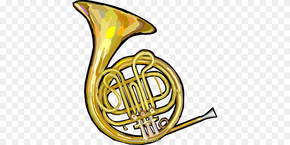 French Horn Royalty Vector Clip Art Illustration, Brass Section, Musical Instrument, French Horn, Plant Png Image