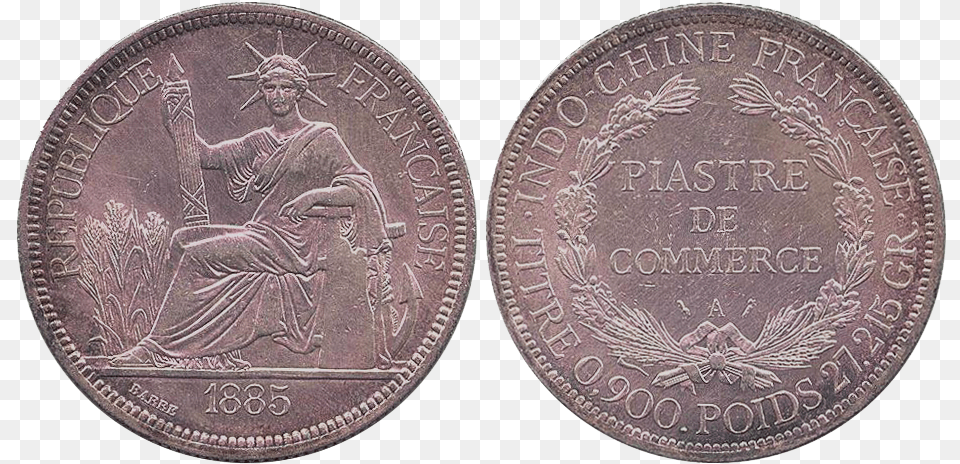 French Indochina Piastre 1885 Indochina, Adult, Coin, Male, Man Png