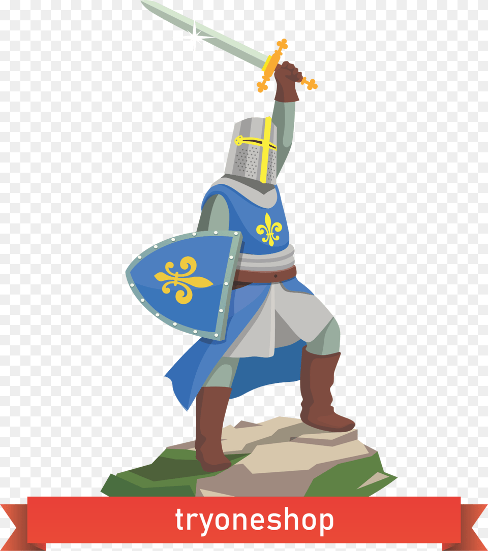 French Knight Cartoon, Sword, Weapon, Baby, Person Png Image