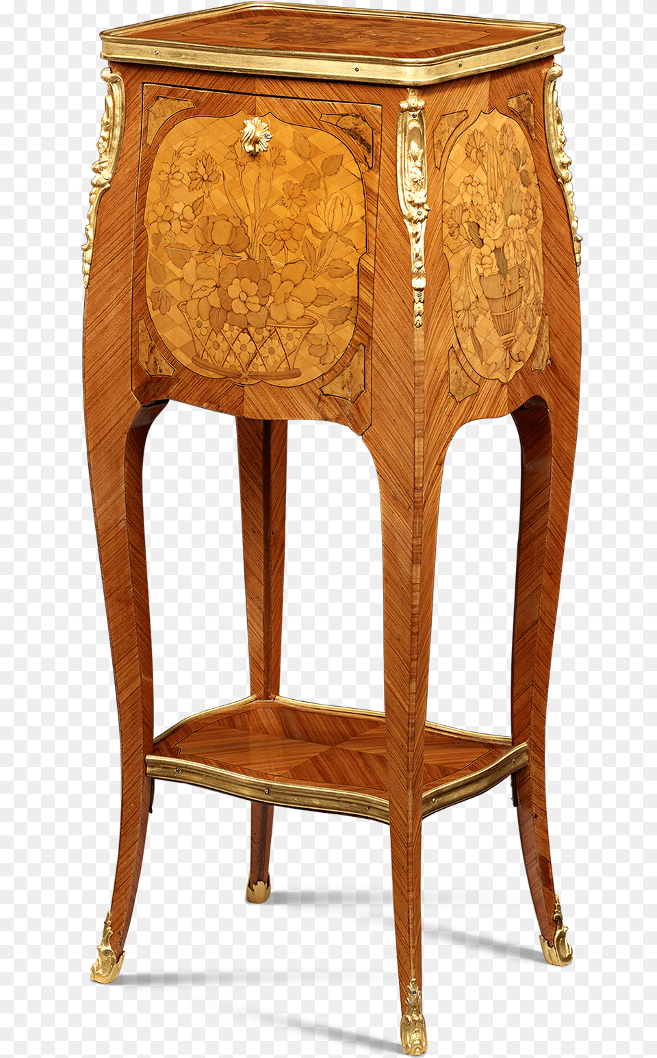 French Louis Xvi Floral Marquetry Side Table End Table, Furniture, Sideboard, Desk, Cabinet Free Png