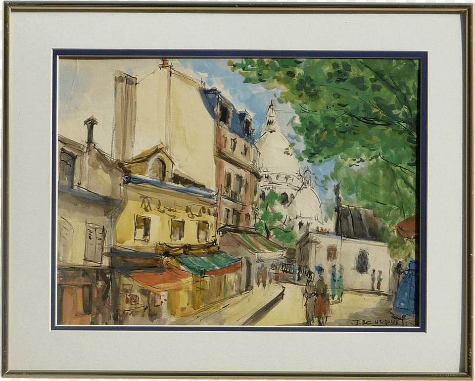French Mid Paris Montmartre Street Scene Ink French Street Scene Painting, Art, Person Png