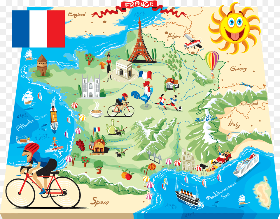 French Outline Map Flag, Bicycle, Transportation, Vehicle, Person Free Png