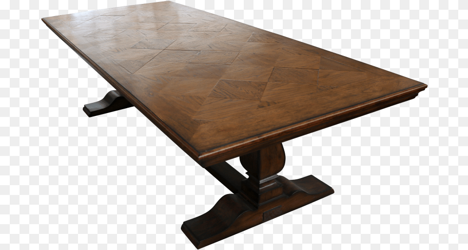 French Pedestal Base Dining Table In Rustic Parquetry Pedestal Dining Tables Au, Coffee Table, Dining Table, Furniture, Tabletop Png