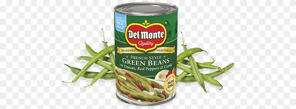 French Style Green Beans With Onions Red Peppers Amp Del Monte French Style Green Beans With Roasted Garlic, Bean, Food, Plant, Produce Free Png Download