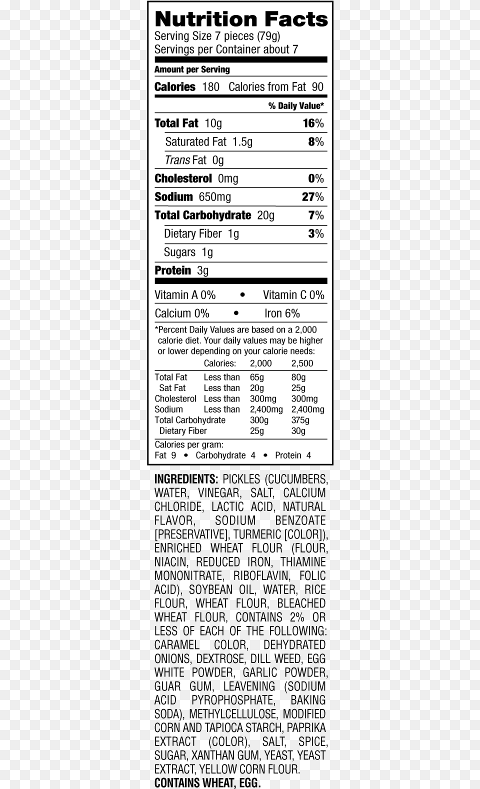 French Toast Sticks Nutrition Label, Text, Document, Receipt, Paper Png Image