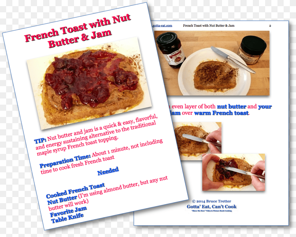 French Toast With Nut Butter And Jam Step By Step Picture Bun, Advertisement, Bread, Food, Poster Free Png Download