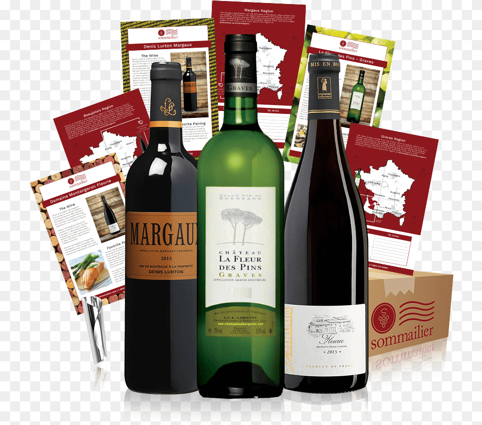 French Wine Club 3 Bottle Delivery Service French Wine, Alcohol, Beverage, Liquor, Wine Bottle Free Png