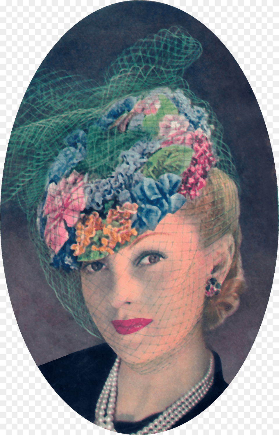 French Woman In A Flowered Hat Friday Vintage Freebie Hat, Clothing, Adult, Bride, Wedding Free Png Download