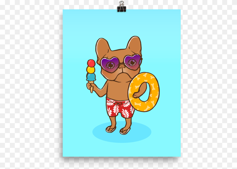 Frenchie At The Beach In Summer Poster Frenchie At The Beach In Summer Tote Bag, Food, Sweets, Baby, Person Png