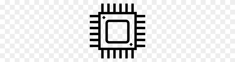 Frequency Computer Device Chip Microchip Processor Cpu Icon, Gray Free Png Download