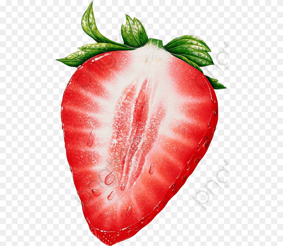 Fresa Cortada Por La Mitad Cartoons Cut In Half Strawberry, Berry, Food, Fruit, Plant Free Transparent Png