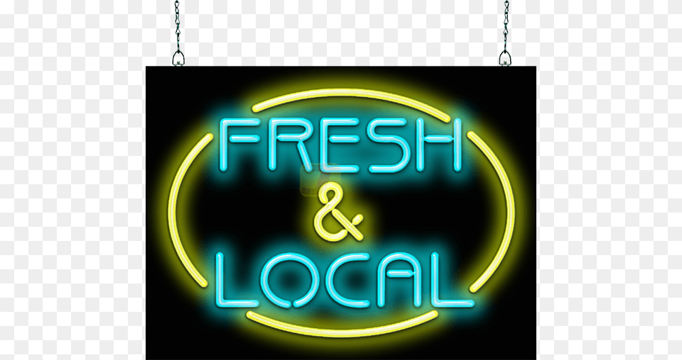Fresh Amp Local With Round Border Neon Sign Neon Sign, Light, Car, Transportation, Vehicle Png Image