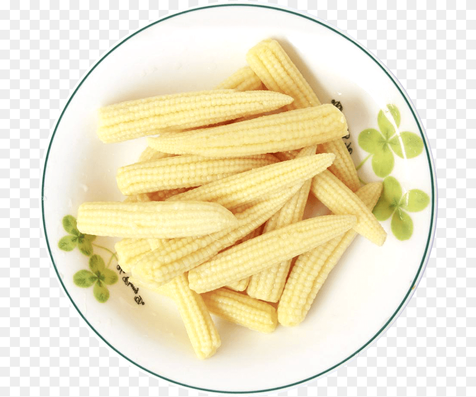 Fresh Baby Corns Served In A White Plate Image Corn On The Cob, Food, Food Presentation, Grain, Plant Free Png