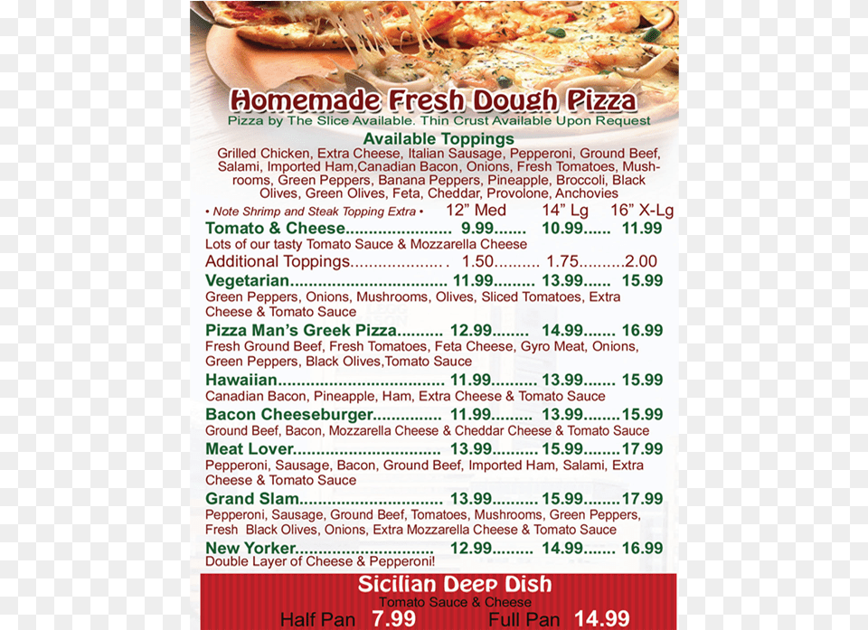 Fresh Dough Pizza Fast Food, Menu, Text Free Transparent Png