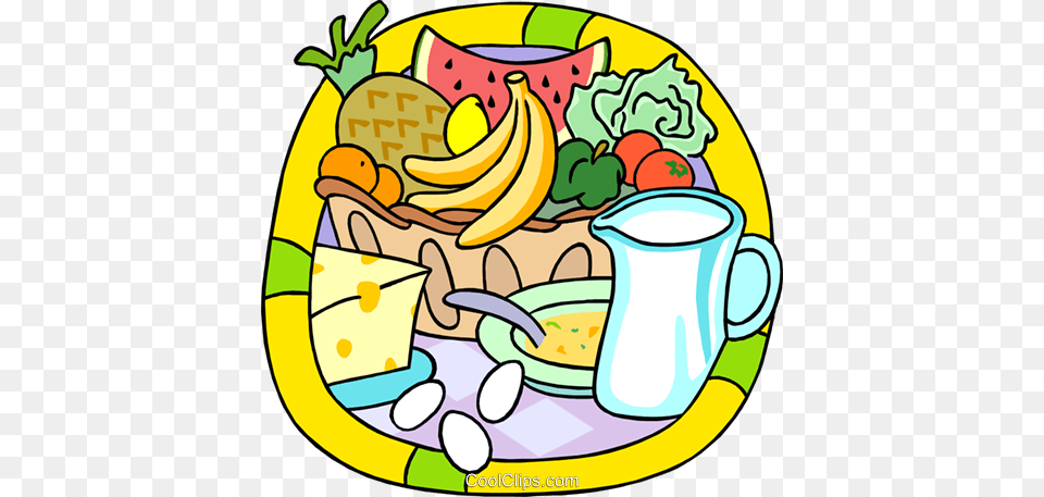 Fresh Fruits And Dairy Products Royalty Free Vector Clip Art, Food, Lunch, Meal, Banana Png Image
