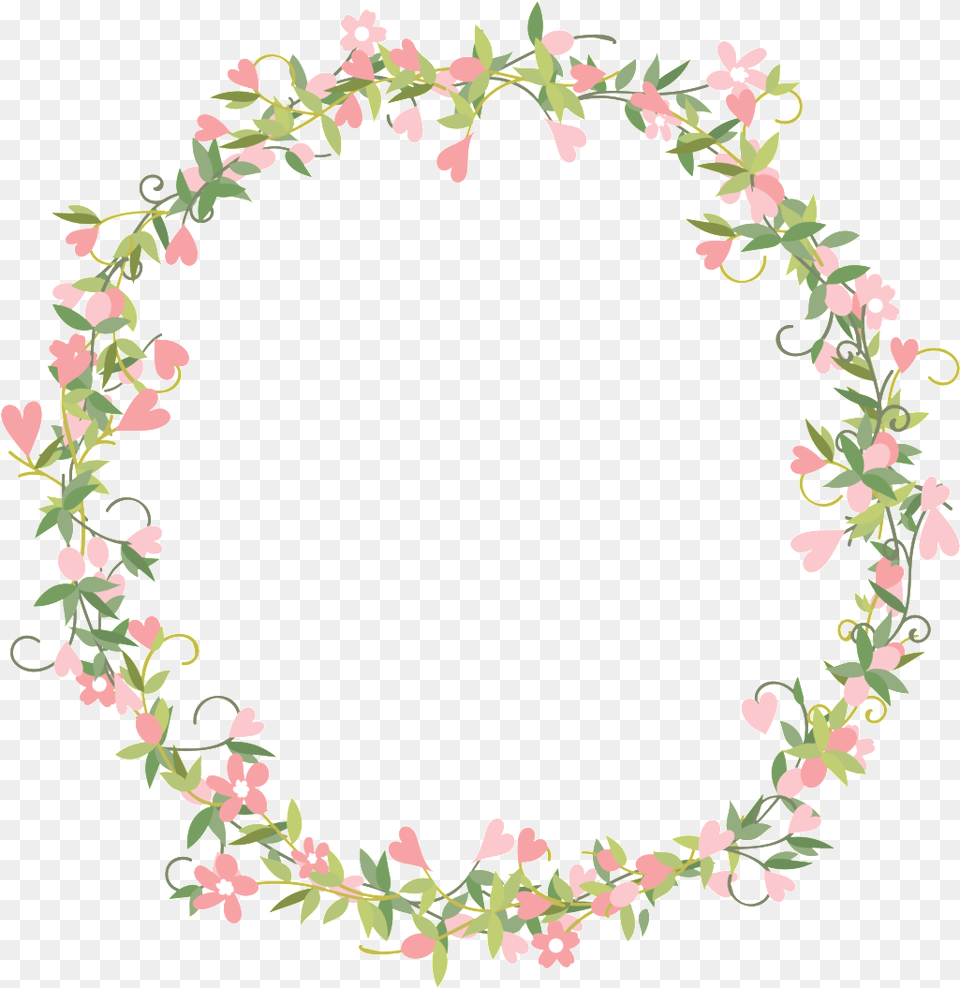 Fresh Girl Heart Pink Flowers Flowers Circle, Art, Floral Design, Graphics, Pattern Free Transparent Png