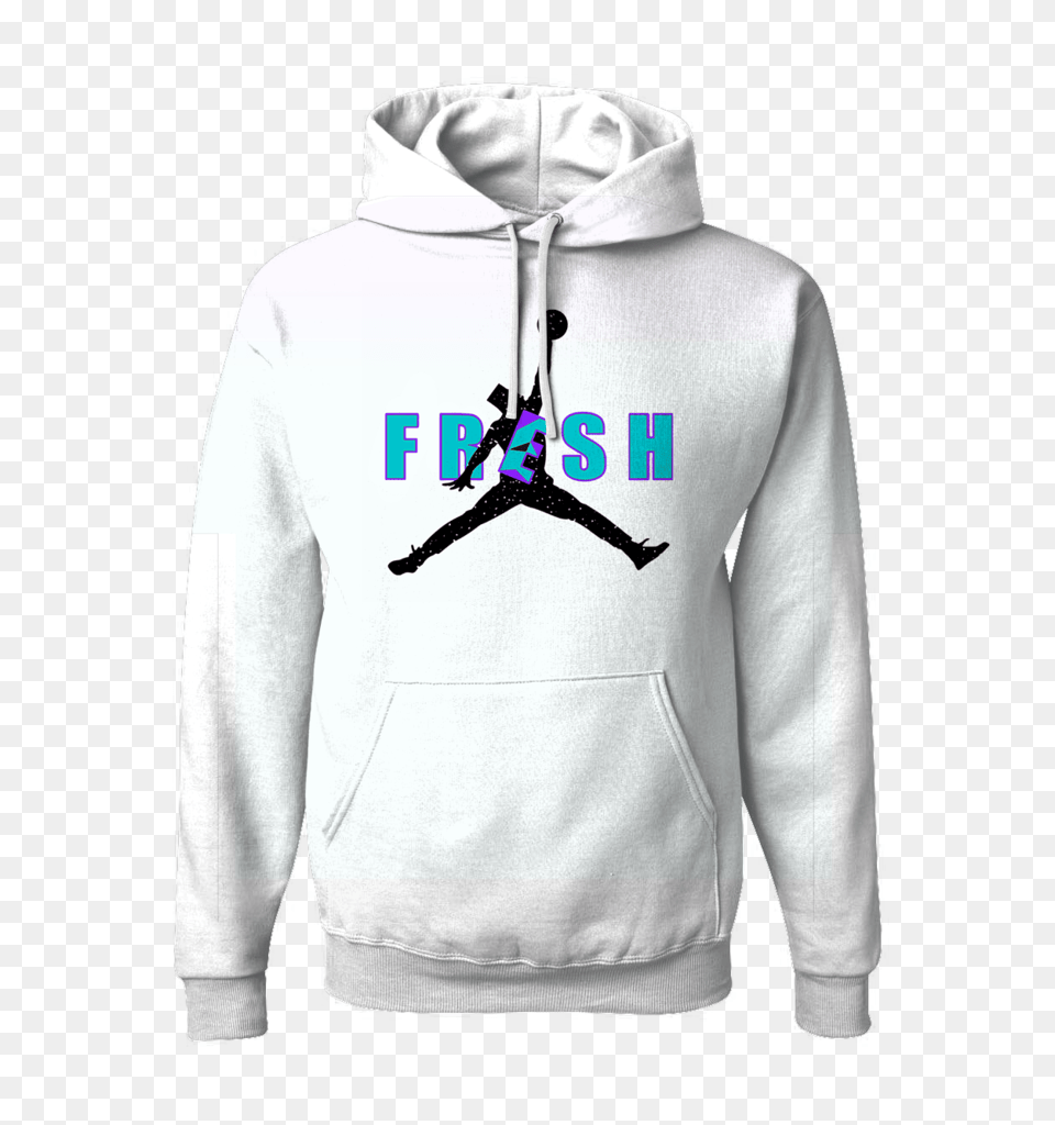 Fresh Prince Jump Man White Hoodie Supremexpressions, Clothing, Hood, Knitwear, Sweater Free Png