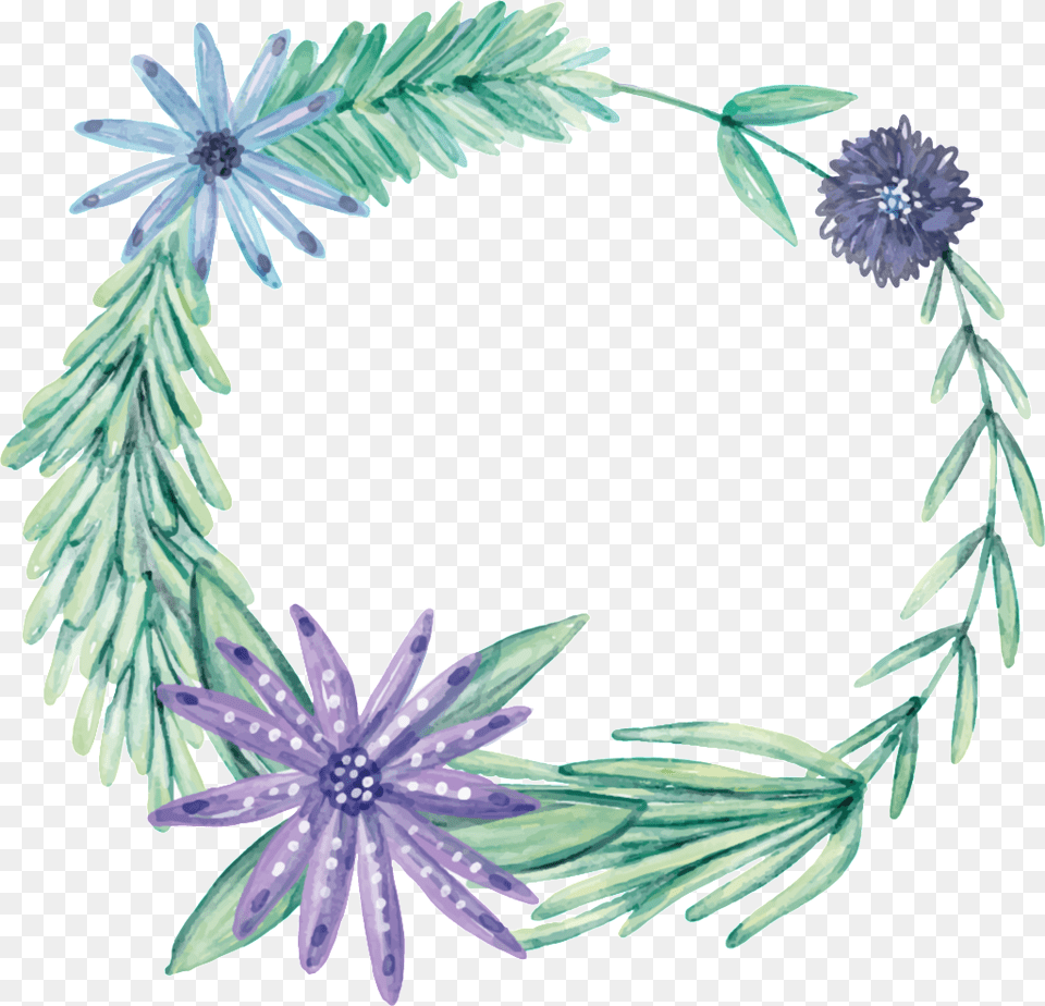 Fresh Romantic Purple Big Flower Hand Painted Garland New Year Goal Planner, Plant, Wreath Free Transparent Png
