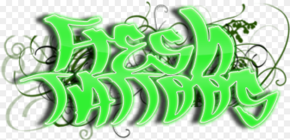 Fresh Tattoos Calligraphy, Green, Light, Neon, Text Free Png