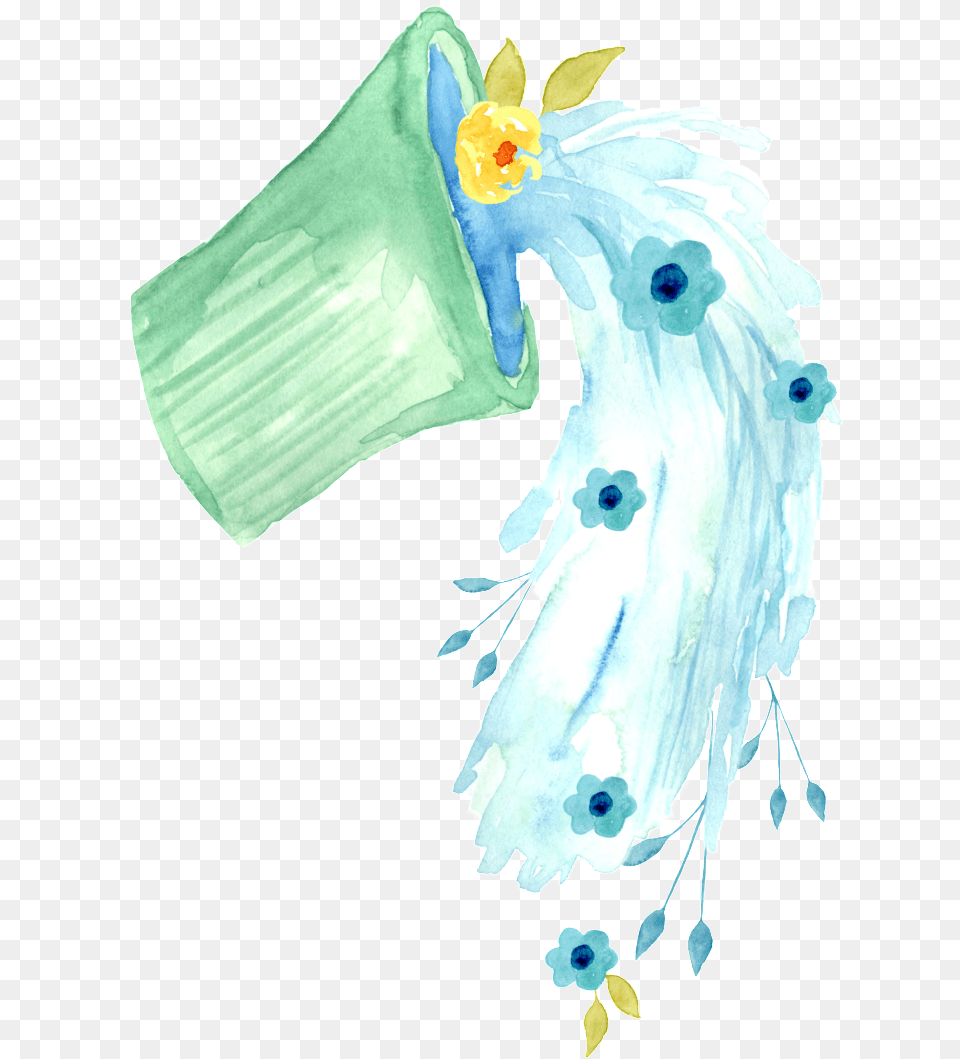 Fresh Water Pouring Cartoon Illustration, Person, Flower, Plant, Animal Free Png