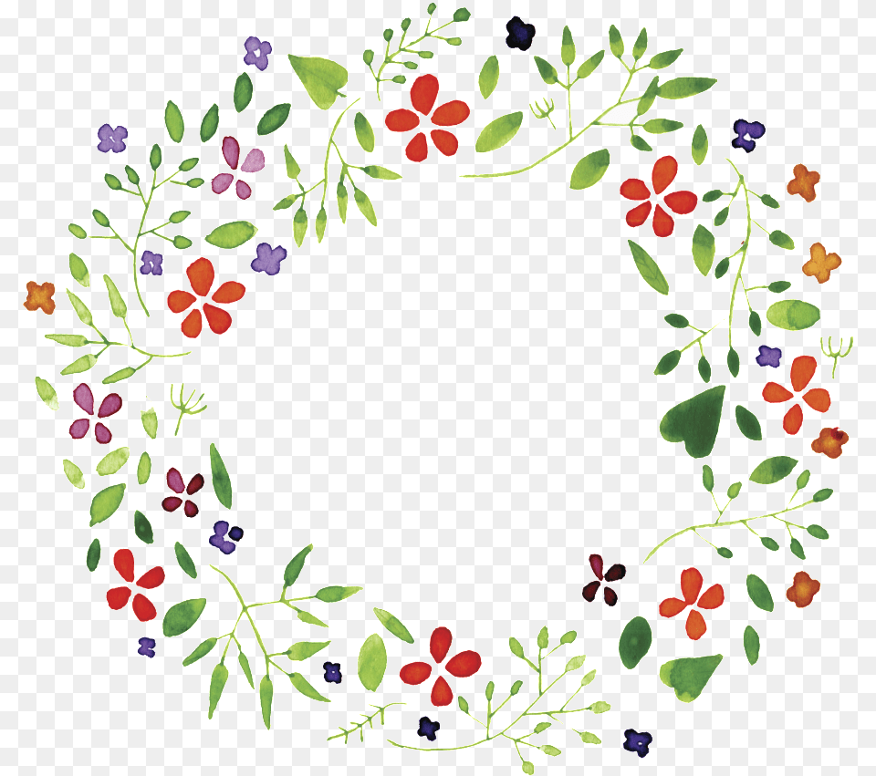 Fresh Watercolor Green Leafy Hand Drawn Wreath Decorative, Art, Plant, Pattern, Graphics Free Png Download