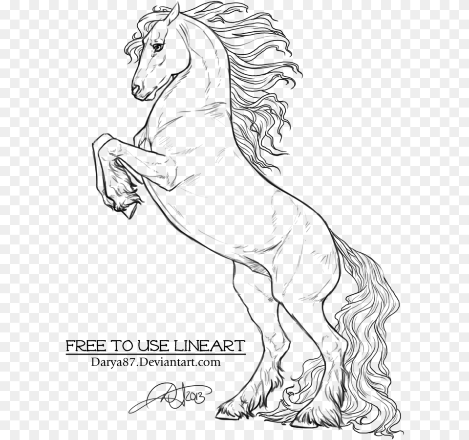 Fresian Horse Colouring Pages, Animal, Mammal, Art, Drawing Free Png Download