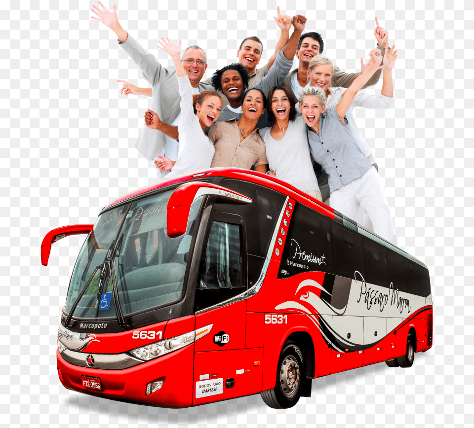 Fretamento Pm1 Happy People Of Different Races, Woman, Adult, Vehicle, Bus Free Transparent Png
