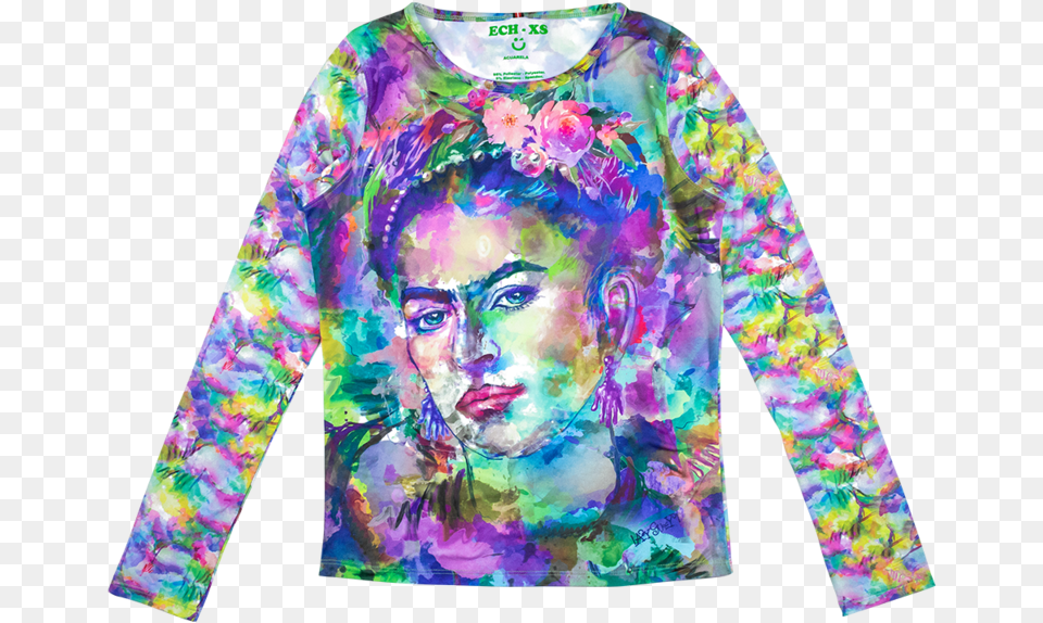 Frida Acuarela Long Sleeved T Shirt, Sleeve, Long Sleeve, Clothing, Dye Png Image