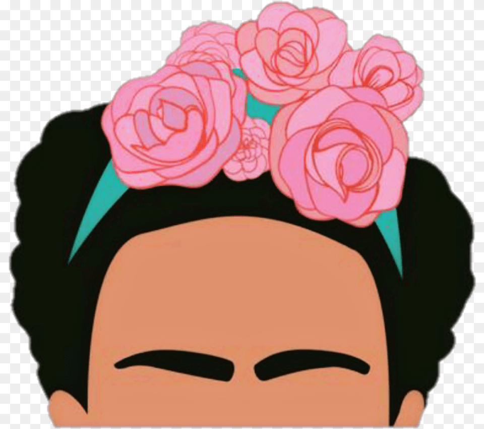 Frida Fridakhalo Woman Flower Eyebrows Drawing Celebrat Cartoon Frida Kahlo Drawing, Accessories, Plant, Rose, Flower Arrangement Png Image