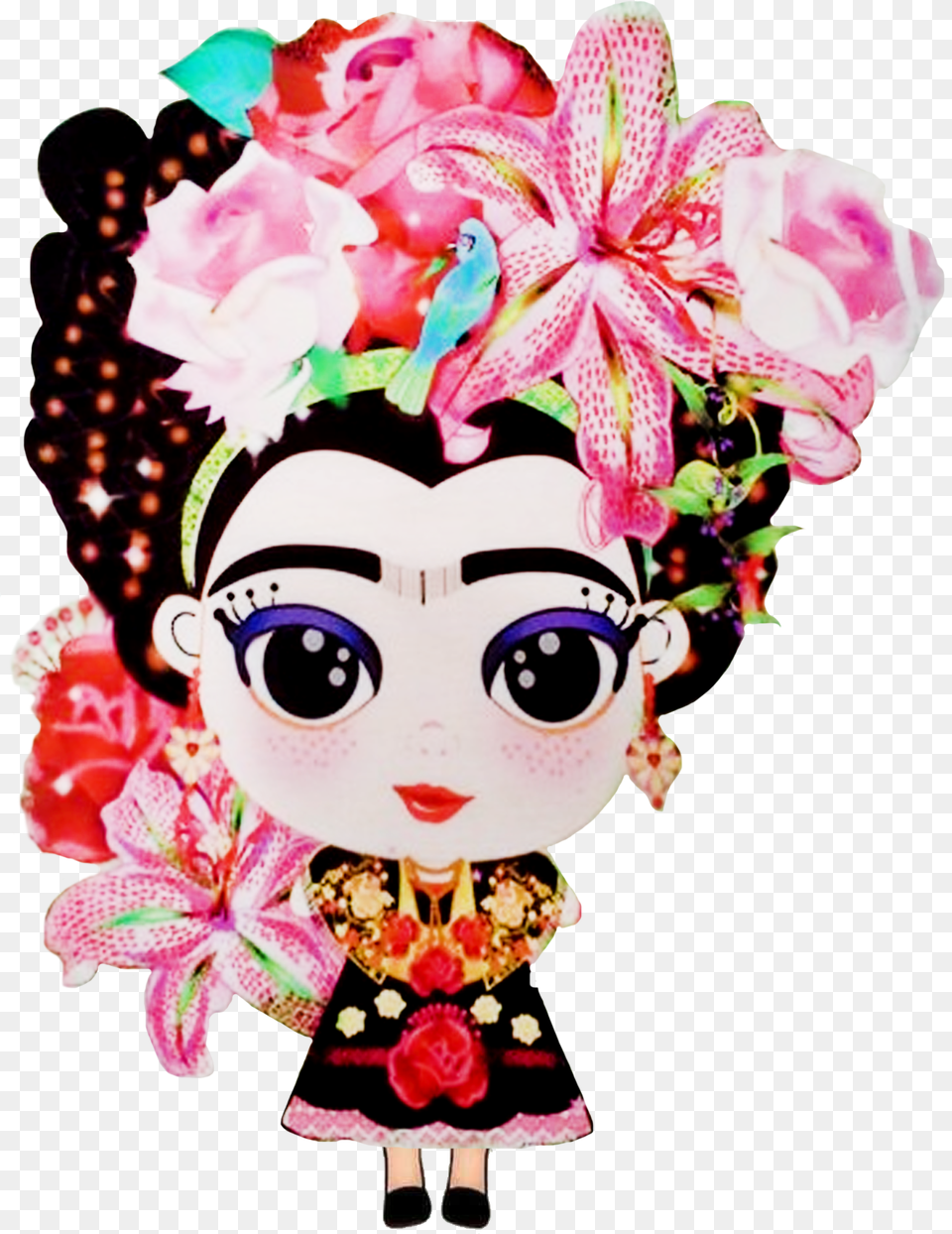 Frida In Art Frida Kahlo, Flower Arrangement, Flower, Flower Bouquet, Doll Free Png