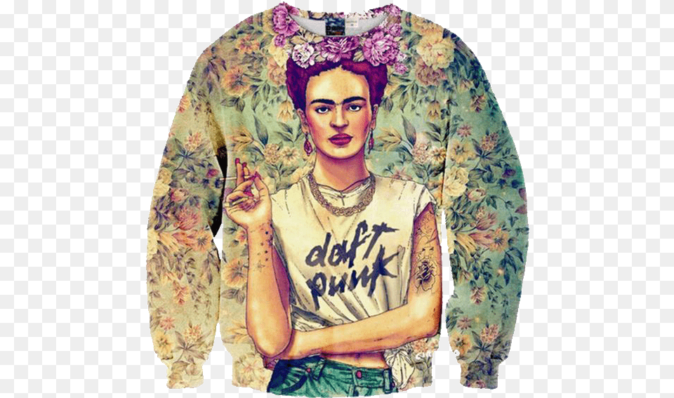 Frida Kahlo Daft Punk T Shirt, Clothing, Long Sleeve, Sleeve, Blouse Png