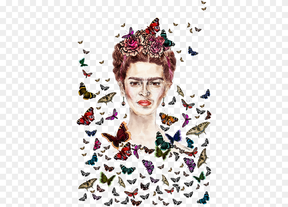 Frida Kahlo Flowers Butterflies Baby Onesie Frida Kahlo Flowers Butterflies, Photography, Person, Art, Collage Free Transparent Png