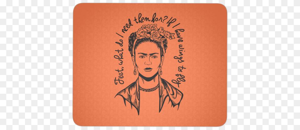 Frida Kahlo Mousepad Label, Adult, Portrait, Photography, Person Png Image