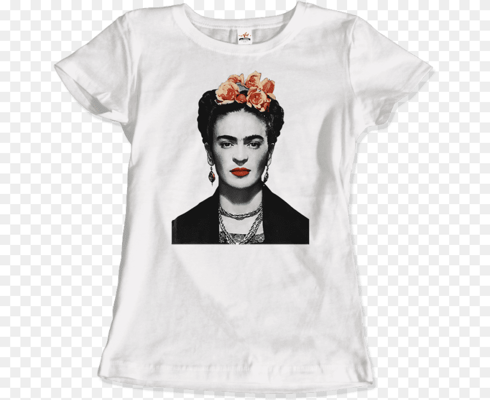 Frida Kahlo With Flowers Poster Artwork T Shirt Frida Kahlo, Clothing, T-shirt, Adult, Wedding Free Transparent Png