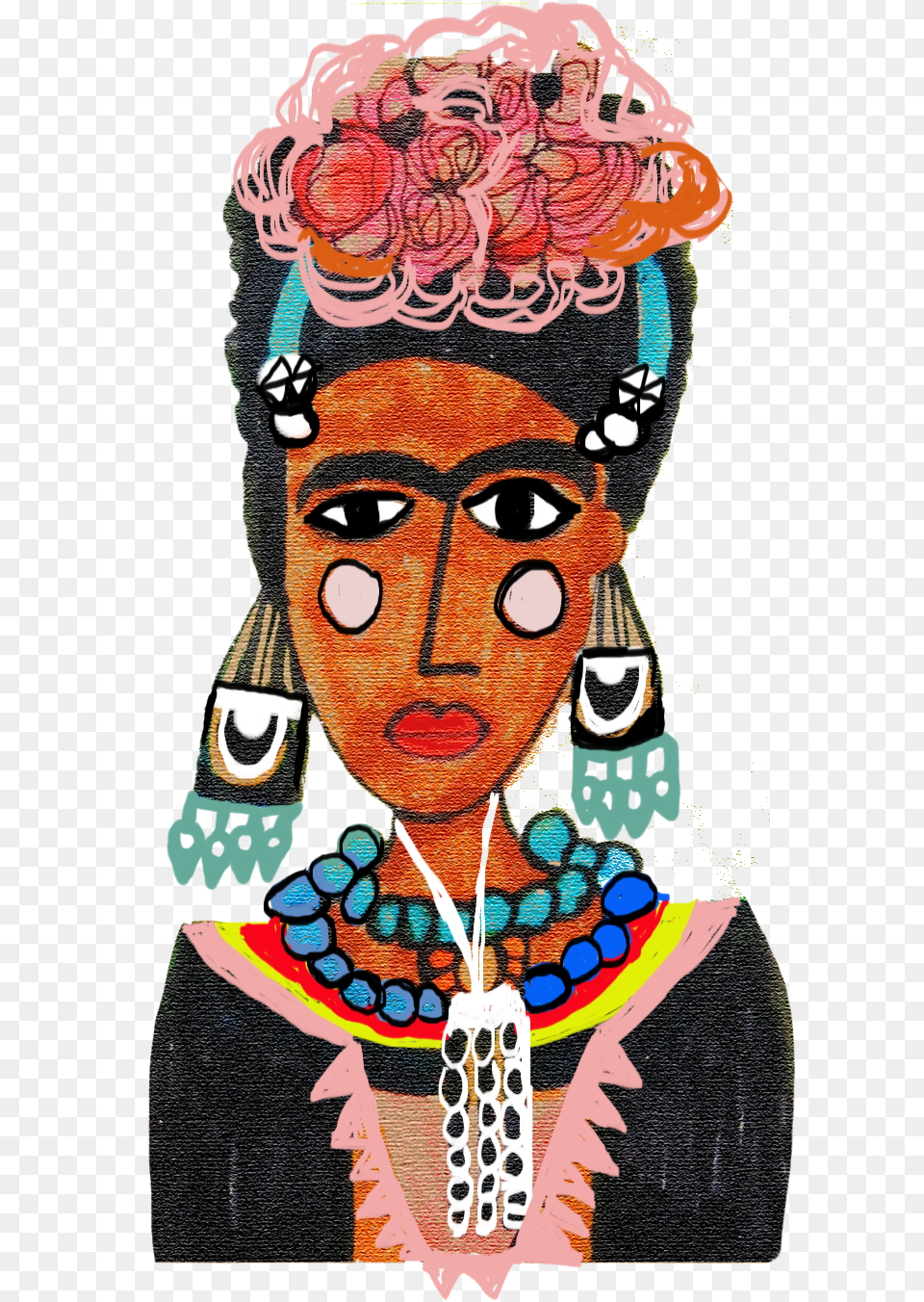 Frida Self Portrait Illustration By Happygraff Frida Kahlo, Art, Painting, Adult, Person Png Image