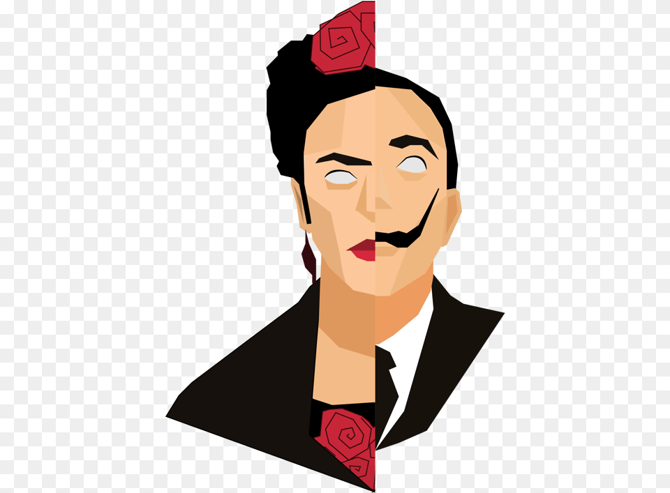 Frida Y Dali Dali Frida Kahlo Cartoon, Accessories, Tie, Formal Wear, Person Png